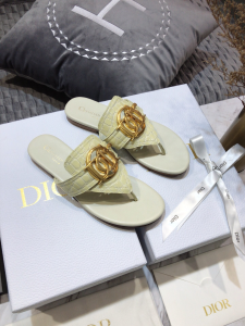 Dior 2021 Leather Thong Sandal Beige 