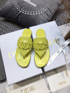 Dior 2021 Leather Thong Sandal Yellow 