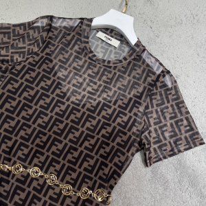 Luxury Womens Clothing Fendi FF Logo Jacquard Dress SML A198PP680 AA156957