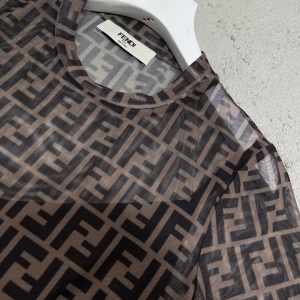 Luxury Womens Clothing Fendi FF Logo Jacquard Dress SML A198PP680 AA156957