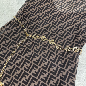 Luxury Womens Clothing Fendi FF Logo Jacquard Dress SML A198PP680 AA156957