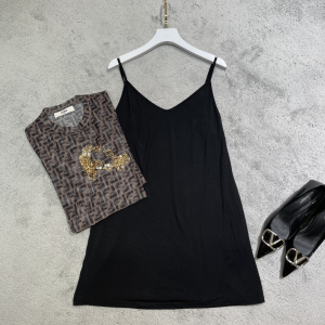 Luxury Womens Clothing Fendi FF Logo Jacquard Dress SML A198PP680 AA156957