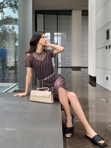 Luxury Womens Clothing Fendi FF Logo Jacquard Dress SML A198PP680 AA156957