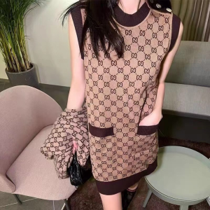 Luxury Womens Clothing Gucci GG Canvas Sweater Vest SML A198PP680 AA156968