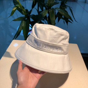 Chanel White Cotton Fishermen Bucket Hat 