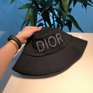 Luxury Womens Hats Dior Black Cotton Fishermen Bucket Hat A190PP100 AA156934