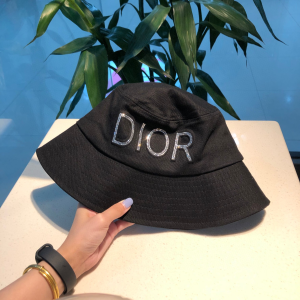 Luxury Womens Hats Dior Black Cotton Fishermen Bucket Hat A190PP100 AA156934