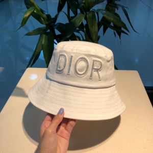 Dior White Cotton Fishermen Bucket Hat 
