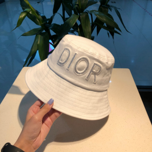 Luxury Womens Hats Dior White Cotton Fishermen Bucket Hat A190PP100 AA156933