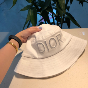 Luxury Womens Hats Dior White Cotton Fishermen Bucket Hat A190PP100 AA156933