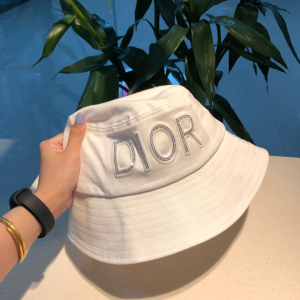 Luxury Womens Hats Dior White Cotton Fishermen Bucket Hat A190PP100 AA156933