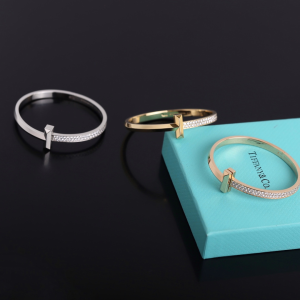 Tiffany T1 Narrow Diamond Hinged Bangle Bracelet 