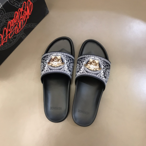 Luxury Mens Shoes Versace Medusa Palazzo Pool Slide Sandal 38 To 45 A151PP330 AA157555