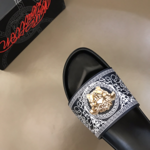 Luxury Mens Shoes Versace Medusa Palazzo Pool Slide Sandal 38 To 45 A151PP330 AA157555