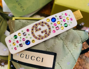 Luxury Womens Headband Gucci Crystal Hair Clip with Interlocking G A152PP120 AA157581