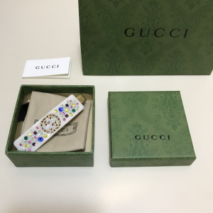 Luxury Womens Headband Gucci Crystal Hair Clip with Interlocking G A152PP120 AA157581
