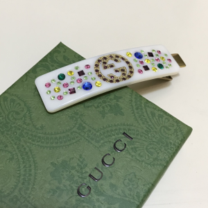 Luxury Womens Headband Gucci Crystal Hair Clip with Interlocking G A152PP120 AA157581