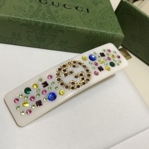 Luxury Womens Headband Gucci Crystal Hair Clip with Interlocking G A152PP120 AA157581