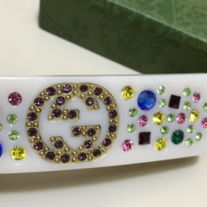 Luxury Womens Headband Gucci Crystal Hair Clip with Interlocking G A152PP120 AA157581
