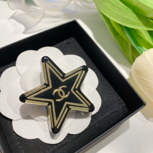 Chanel Black and Gold Star CC Brooch 
