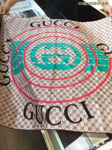 Gucci Interlocking G Silk Scarf Beige 