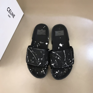 Celine 2021 Black Canvas Slide Sandal 