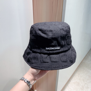 Balenciaga Black Fabric Bucket Cap Hats 