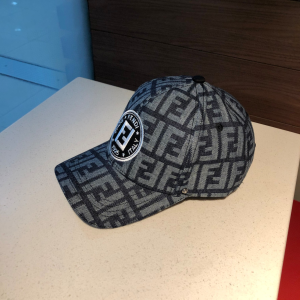Luxury Womens Hats Fendi FF Logo Jacquard Baseball Cap Hat in Black A190PP95 AA157662