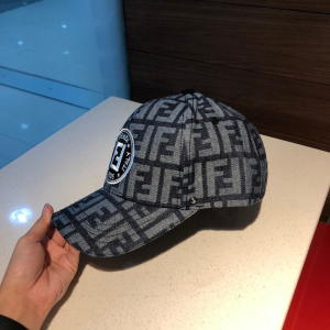 Luxury Womens Hats Fendi FF Logo Jacquard Baseball Cap Hat in Black A190PP95 AA157662
