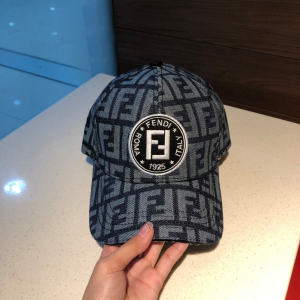 Luxury Womens Hats Fendi FF Logo Jacquard Baseball Cap Hat in Black A190PP95 AA157662