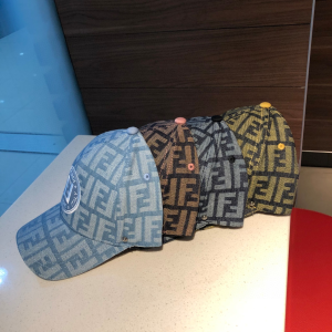 Luxury Womens Hats Fendi FF Logo Jacquard Baseball Cap Hat in Black A190PP95 AA157662