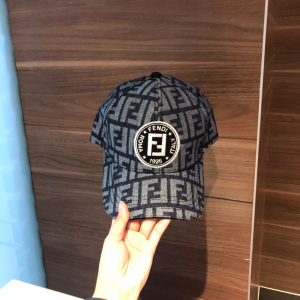 Luxury Womens Hats Fendi FF Logo Jacquard Baseball Cap Hat in Black A190PP95 AA157662
