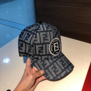 Luxury Womens Hats Fendi FF Logo Jacquard Baseball Cap Hat in Black A190PP95 AA157662
