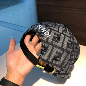 Luxury Womens Hats Fendi FF Logo Jacquard Baseball Cap Hat in Black A190PP95 AA157662