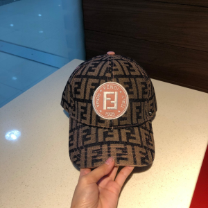 Luxury Womens Hats Fendi FF Logo Jacquard Baseball Cap Hat in Brown A190PP95 AA157663