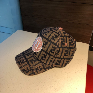 Luxury Womens Hats Fendi FF Logo Jacquard Baseball Cap Hat in Brown A190PP95 AA157663