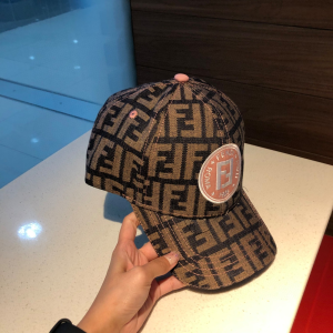 Luxury Womens Hats Fendi FF Logo Jacquard Baseball Cap Hat in Brown A190PP95 AA157663