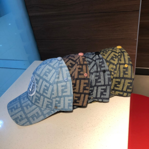 Luxury Womens Hats Fendi FF Logo Jacquard Baseball Cap Hat in Brown A190PP95 AA157663