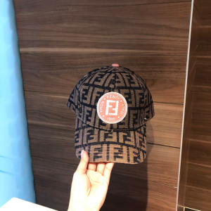 Luxury Womens Hats Fendi FF Logo Jacquard Baseball Cap Hat in Brown A190PP95 AA157663