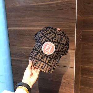 Luxury Womens Hats Fendi FF Logo Jacquard Baseball Cap Hat in Brown A190PP95 AA157663