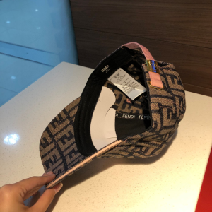 Luxury Womens Hats Fendi FF Logo Jacquard Baseball Cap Hat in Brown A190PP95 AA157663