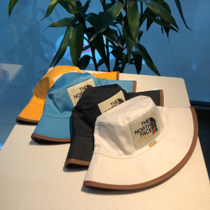 Luxury Womens Hats Guci x The North Face Blue Fabric Bucket Cap Hat A190PP100 AA157668