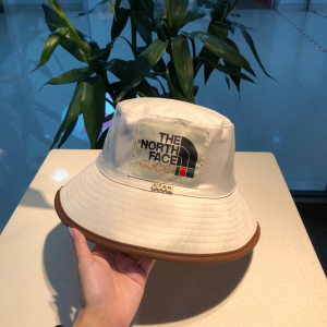 Guci x The North Face White Fabric Bucket Cap Hat 