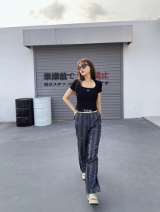 Luxury Womens Clothing Celine Triomphe Denim Black Pants SML A29PP580 AA157766