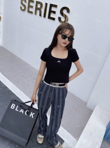 Luxury Womens Clothing Celine Triomphe Denim Black Pants SML A29PP580 AA157766