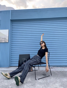 Luxury Womens Clothing Celine Triomphe Denim Black Pants SML A29PP580 AA157766