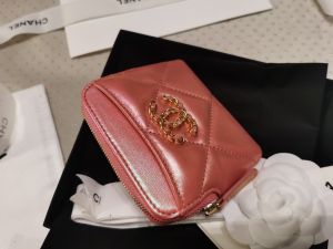 Luxury Womens Wallets Chanel 19 Coin Purse in Pink Lambskin 12CM A180PP280 AA158304