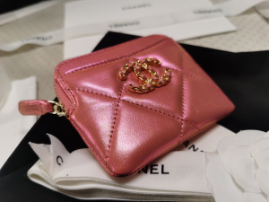 Luxury Womens Wallets Chanel 19 Coin Purse in Pink Lambskin 12CM A180PP280 AA158304