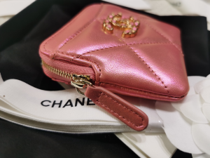 Luxury Womens Wallets Chanel 19 Coin Purse in Pink Lambskin 12CM A180PP280 AA158304