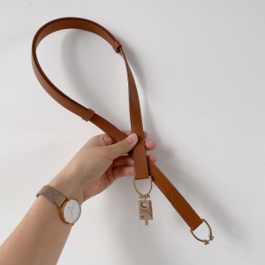 Luxury Womens Belts Celine Small Block Triomphe Belt in Tan Calfskin A28PP240 AA158424